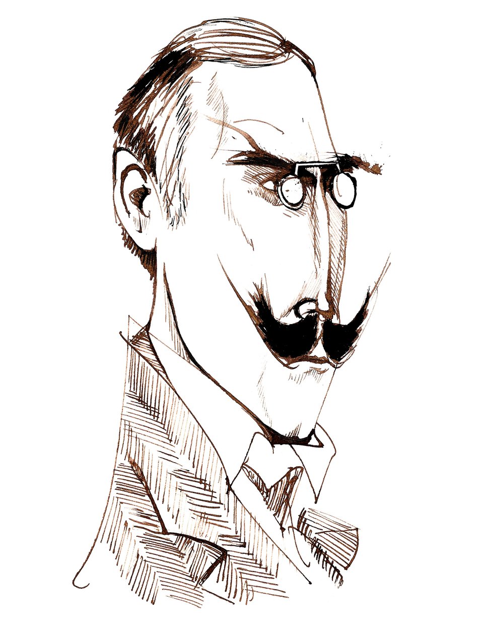 Knut Hamsun - karykatura autorstwa Neale Osborne