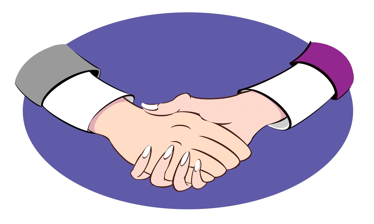 Uścisk dłoni - ilustracja autorstwa Neale Osborne