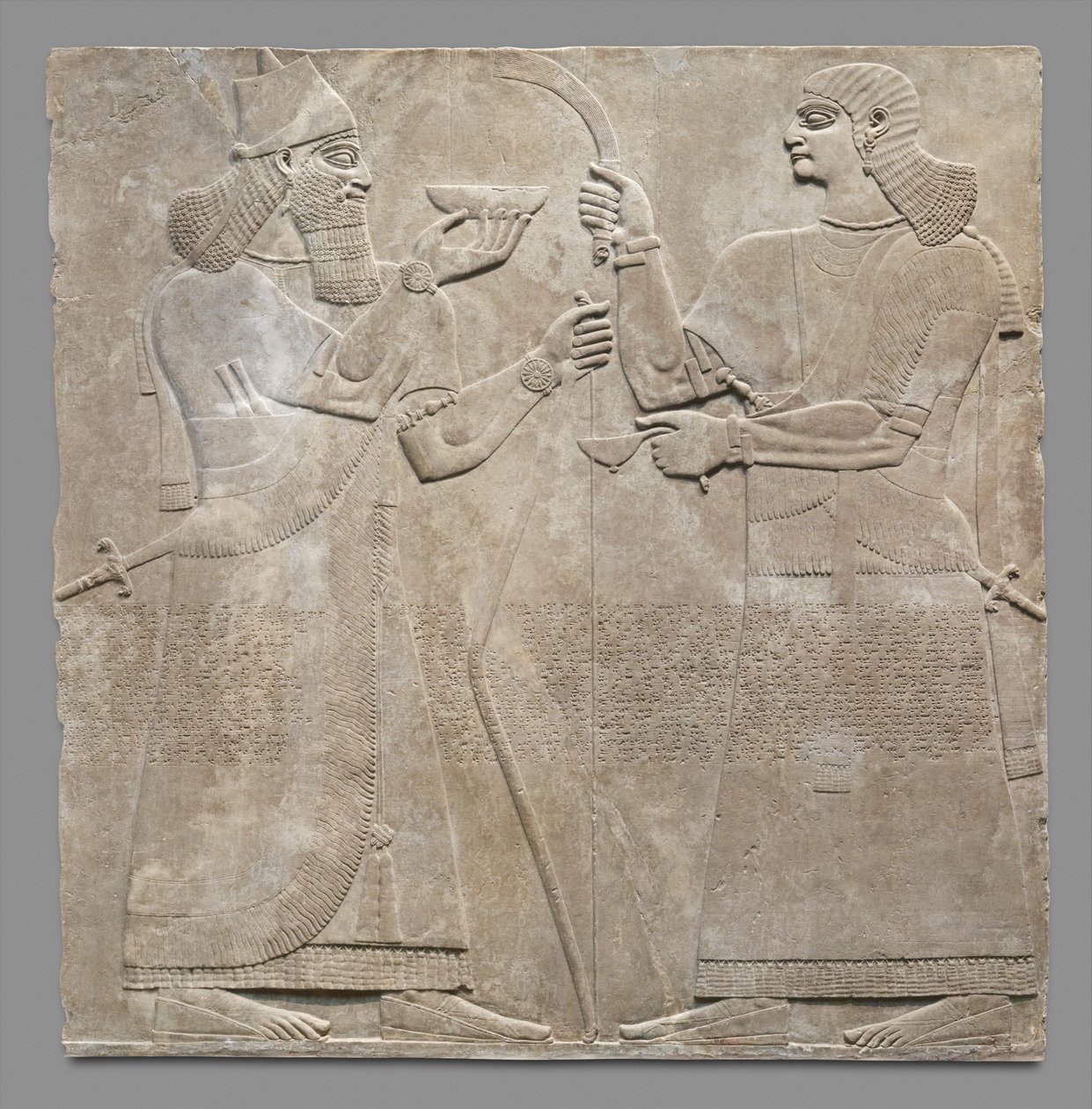 Płaskorzeźba króla i eunucha, ok. 883-59 p.n.e. (alabaster gipsowy) autorstwa Neo Assyrian