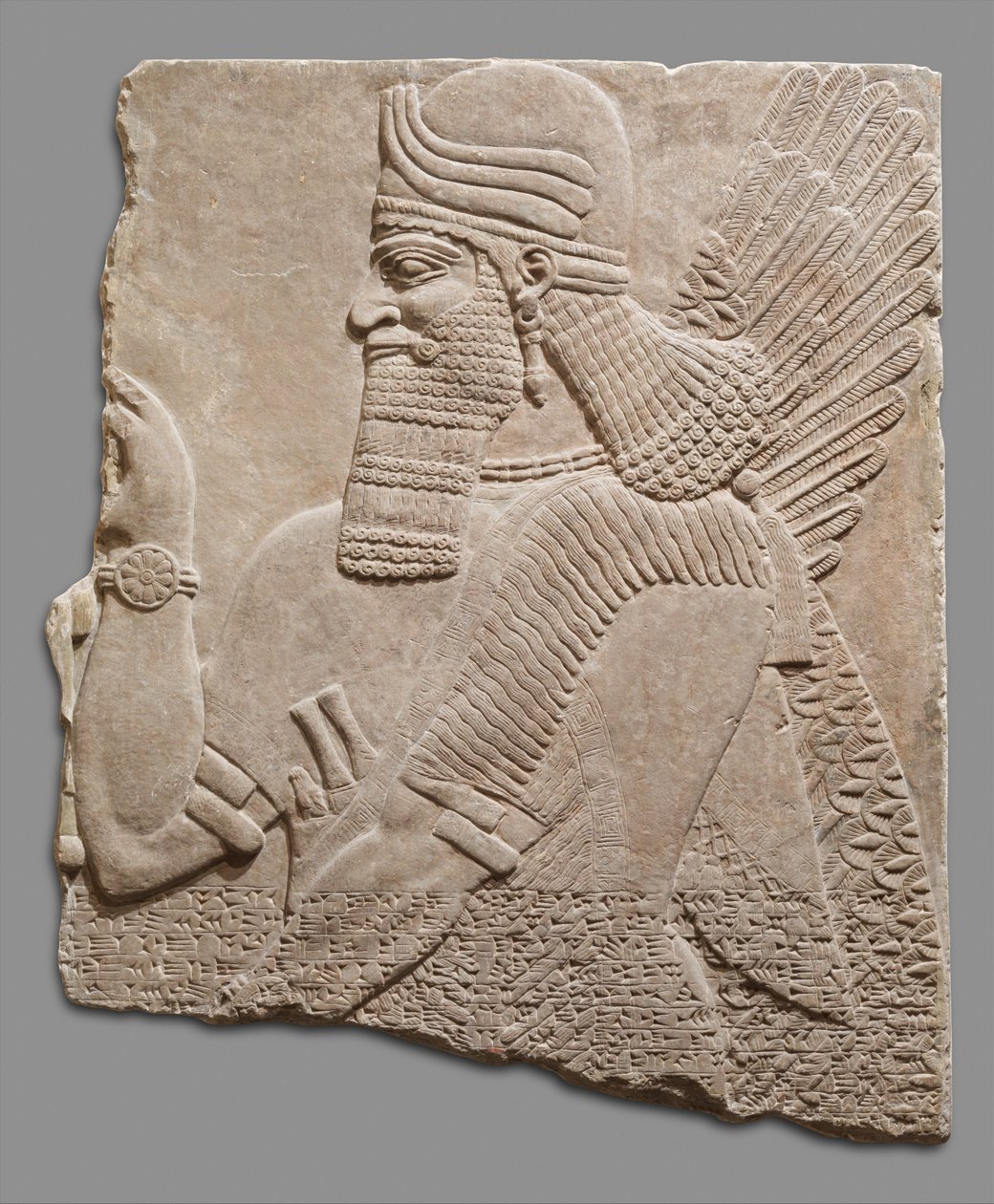 Płaskorzeźba przedstawiająca nadprzyrodzoną postać, ok. 883-59 p.n.e. (alabaster gipsowy) autorstwa Neo Assyrian