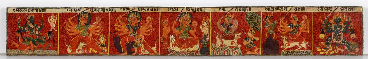 Okładka rękopisu Devimahatmya (nieprzezroczyste wc na drewnie) autorstwa Nepalese School