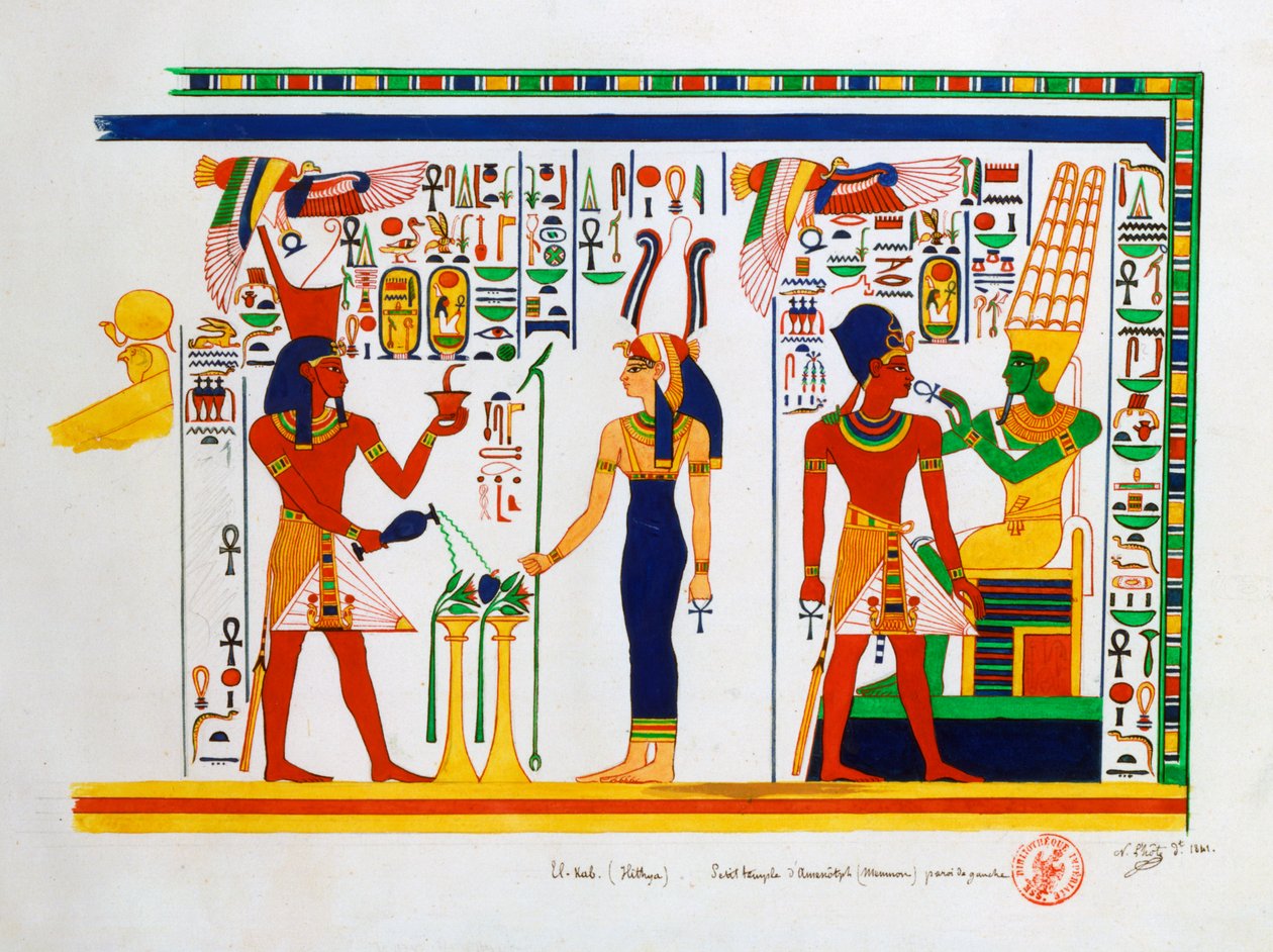 Mural z El-Kab, Egipt, 1841 autorstwa Nestor l