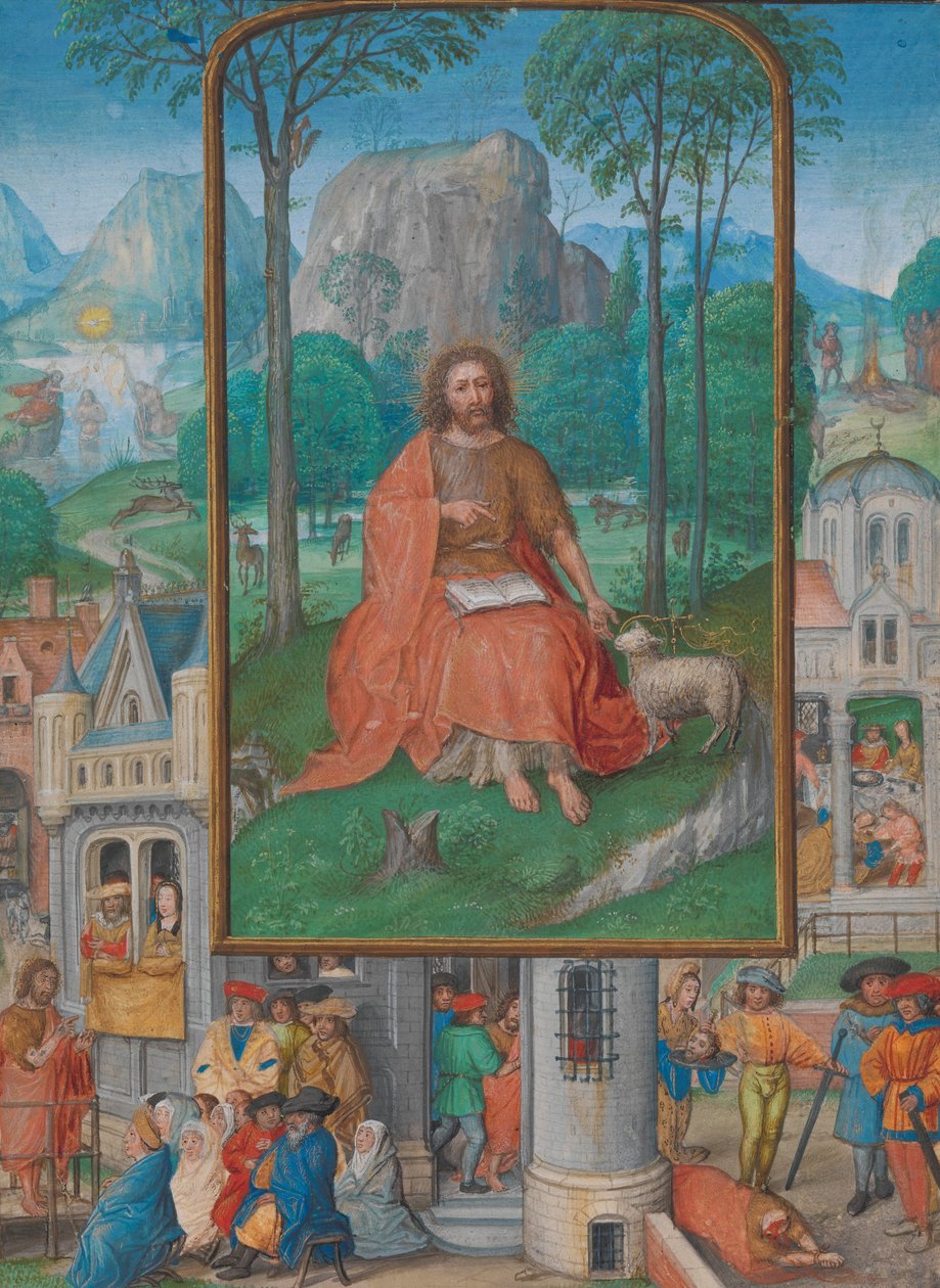 Iluminacja rękopisu ze scenami z życia św. Jana Chrzciciela, ok. 1515 autorstwa Netherlandish School