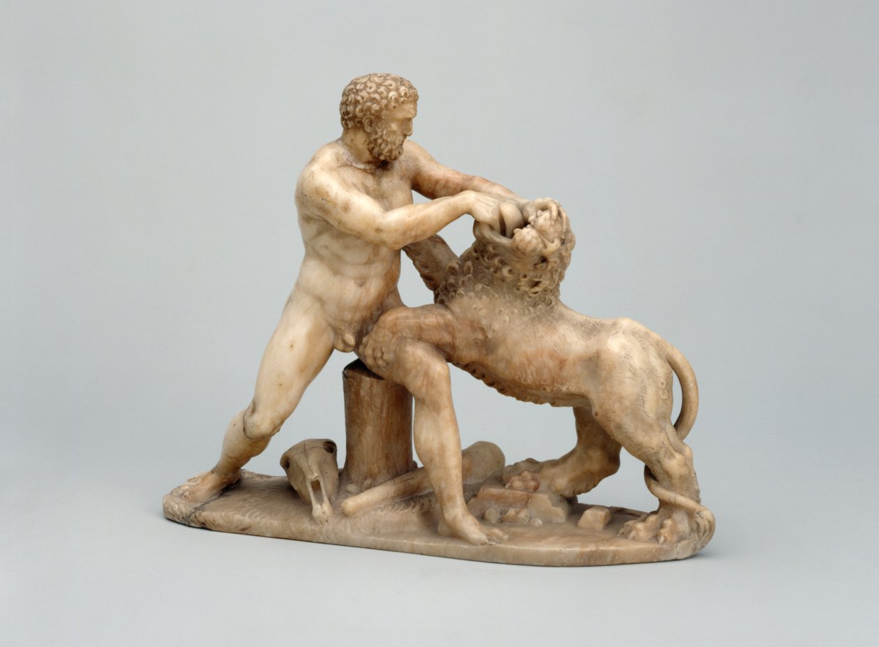 Herkules walczący z lwem nemeńskim (alabaster) autorstwa Netherlandish School