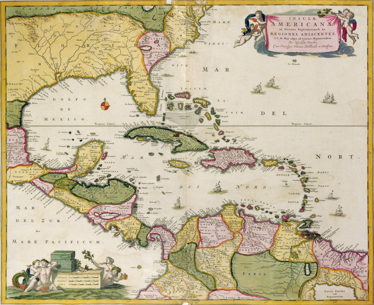 Mapa Ameryki Środkowej autorstwa Netherlandish School
