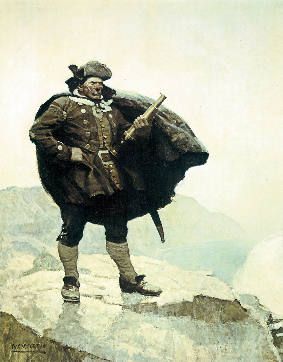 Billy Bones, ilustracja z powieści Wyspa Skarbów, Robert Louis Stevenson, 1883 autorstwa Newell Convers Wyeth