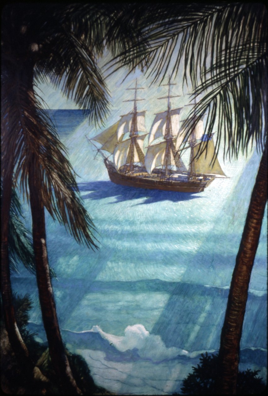 The Ship Bounty (olej na panelu Renaissance) autorstwa Newell Convers Wyeth