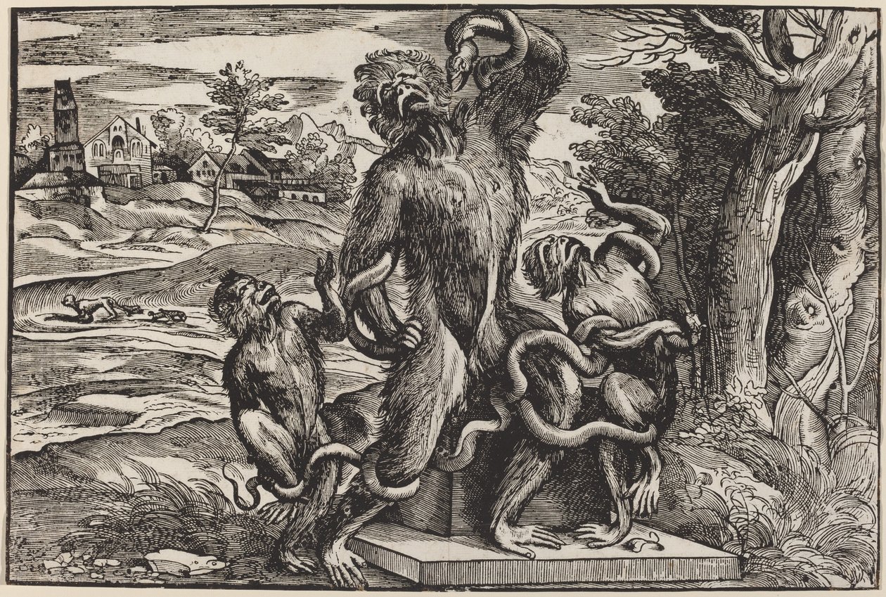 Karykatura Grupy Laokoona autorstwa Niccolò Boldrini after Titian