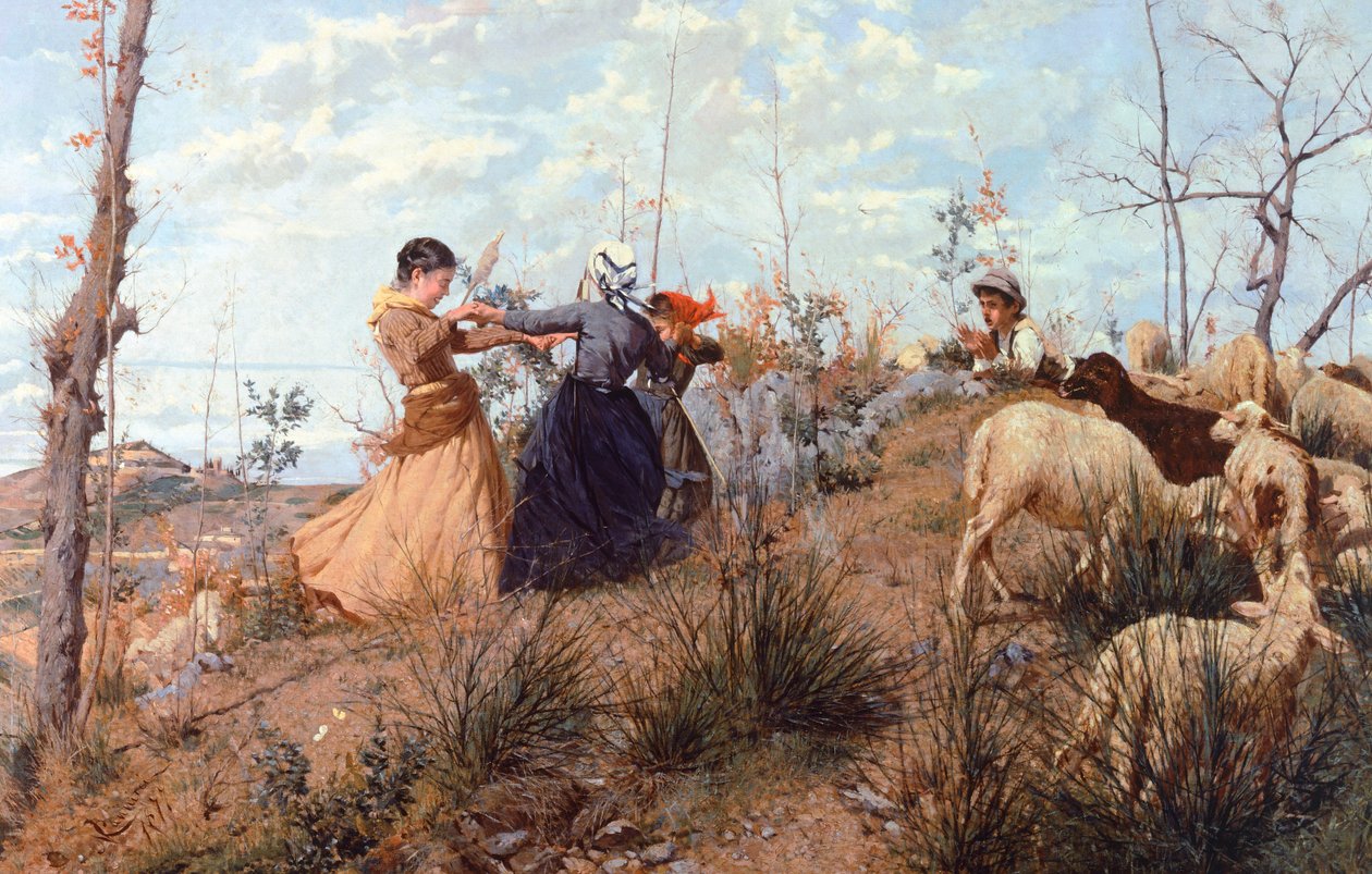 Ring-around-the-rosey autorstwa Niccolo Cannicciego (1846-1906). autorstwa Niccolo Cannicci