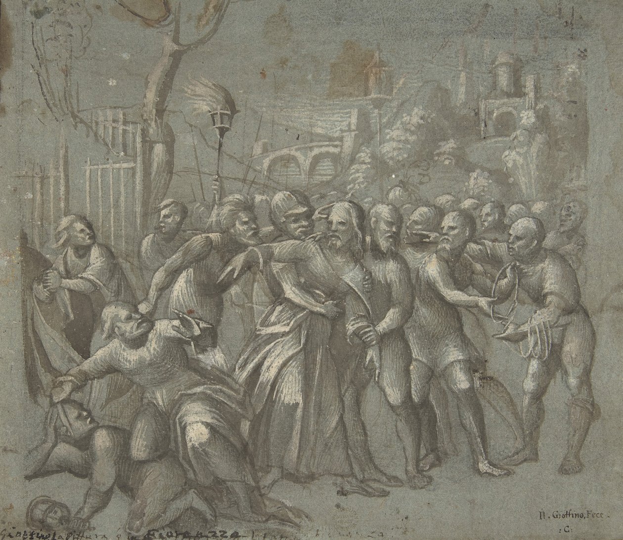Aresztowanie Chrystusa, ca. 1545-46. autorstwa Niccolo Giolfino