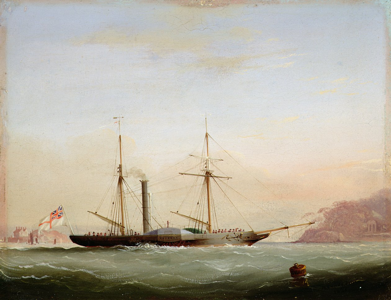 Parowiec wiosłowy w Plymouth Sound off Mount Edgecombe, 1841 autorstwa Nicholas Matthews Condy