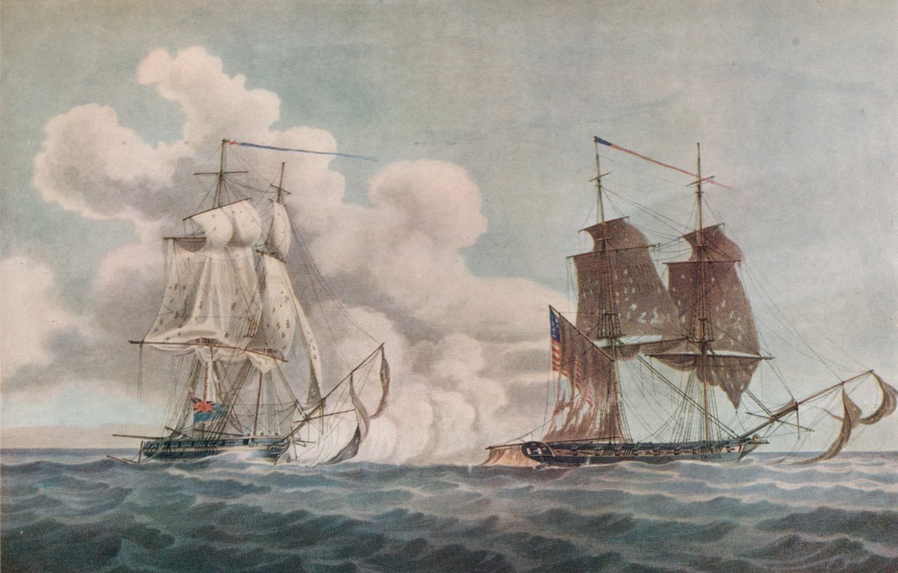 Packet Boat and Privateer, c1819 autorstwa Nicholas Pocock