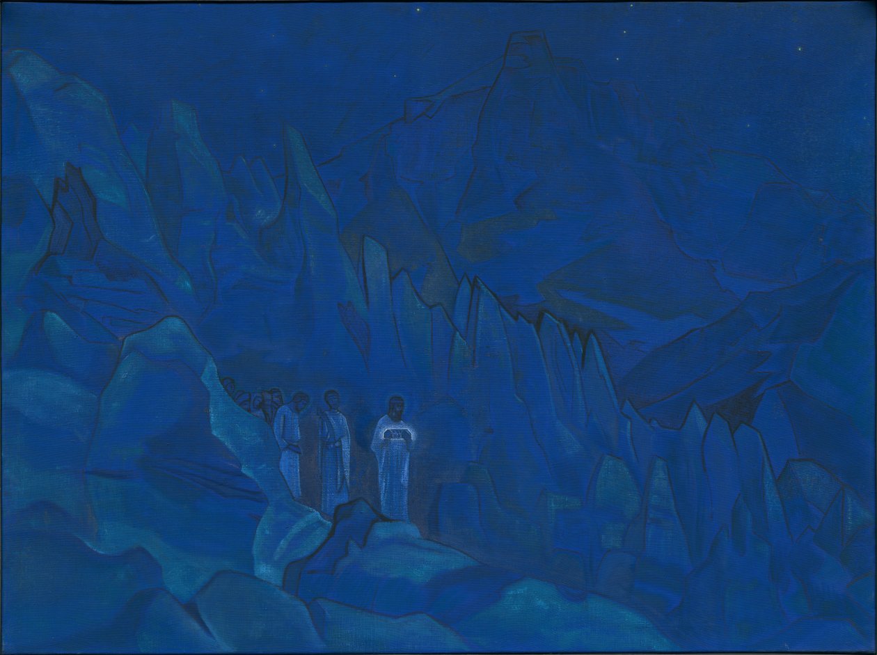 Spalanie ciemności, cykl „Jego kraj”, 1924 autorstwa Nicholas Roerich