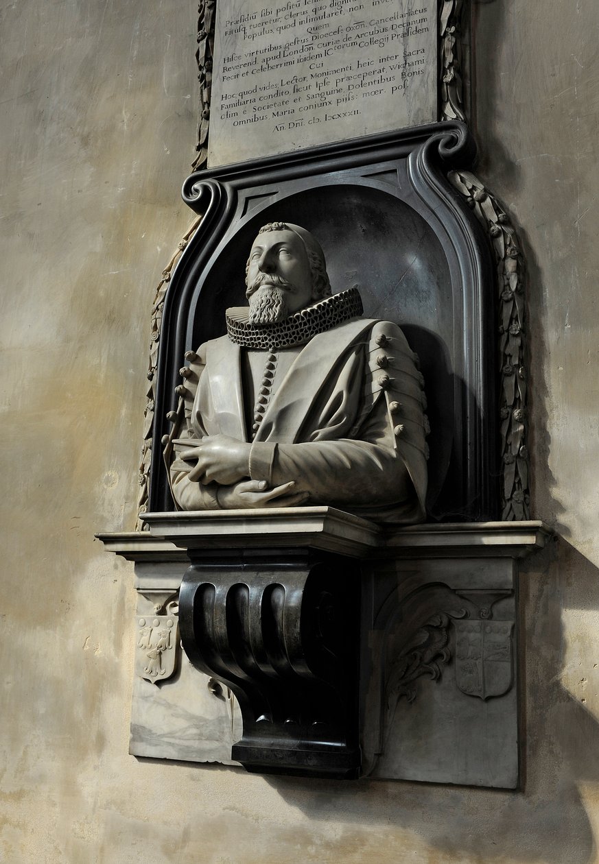 Pomnik Hugo Barkera, 1632 (marmur) autorstwa Nicholas Stone