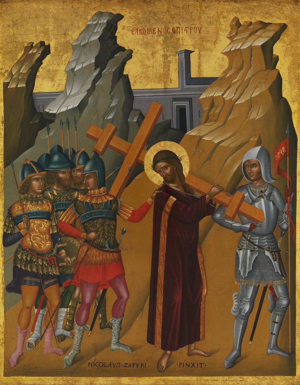 Chrystus dźwigający krzyż. autorstwa Nicholas Tzafouris
