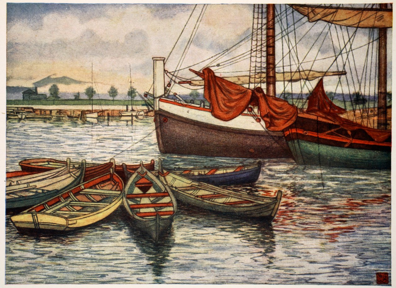 Trondheim: Stare łodzie, 1905 autorstwa Nico Jungman