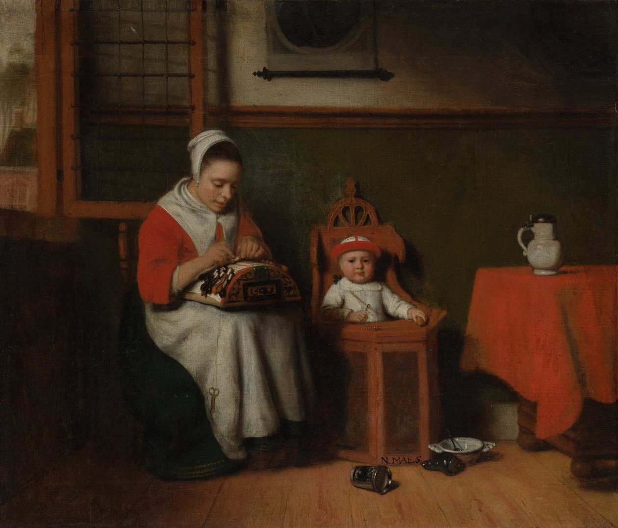 Lacemaker, ok.1656 autorstwa Nicolaes Maes