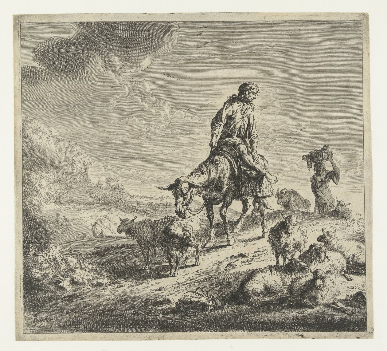 Człowiek na osiołku autorstwa Nicolaes Pietersz Berchem