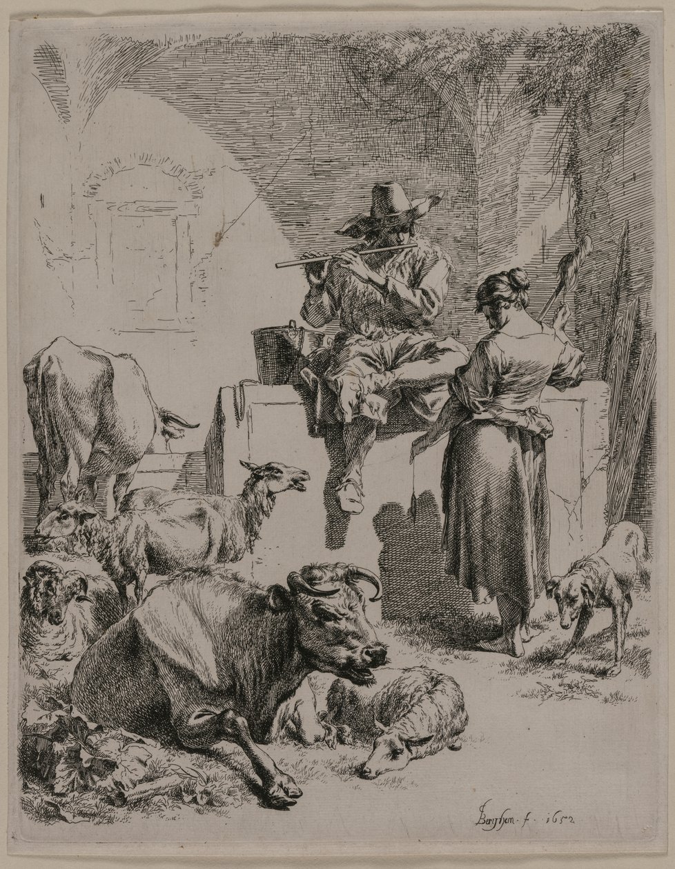 Pasterz, 1652. autorstwa Nicolaes Pietersz. Berchem
