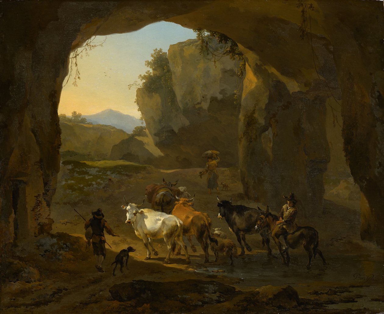 Pasterze w grocie autorstwa Nicolaes Pietersz. Berchem