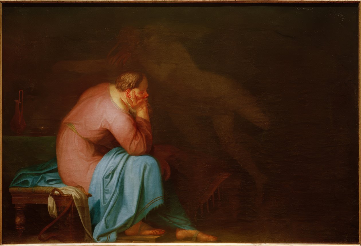 Sokrates i jego demon autorstwa Nicolai Abraham Abildgaard