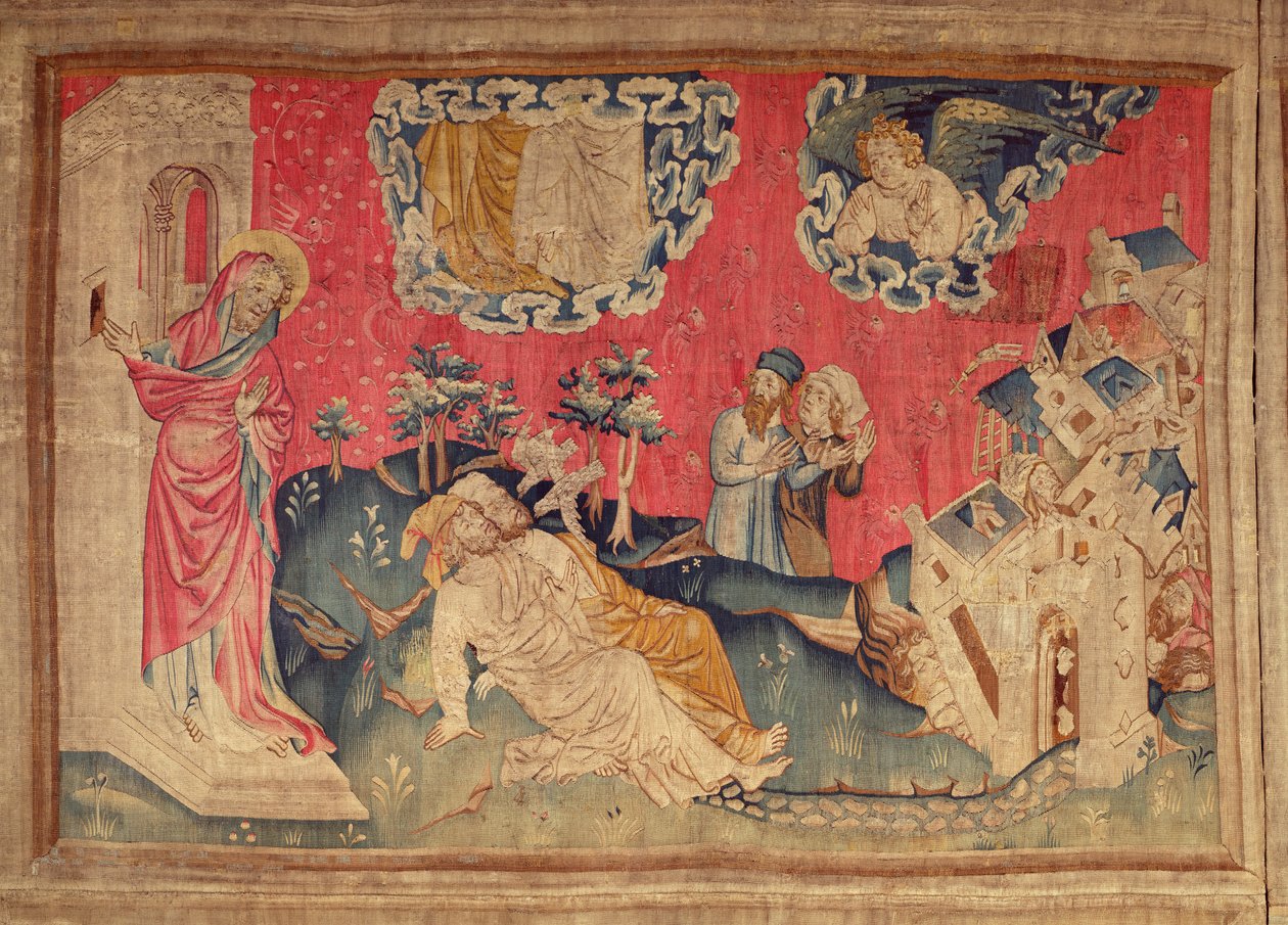 Świadkowie zmartwychwstania, z gobelinu Apokalipsa w Angers, 1373-87 (gobelin) autorstwa Nicolas Bataille