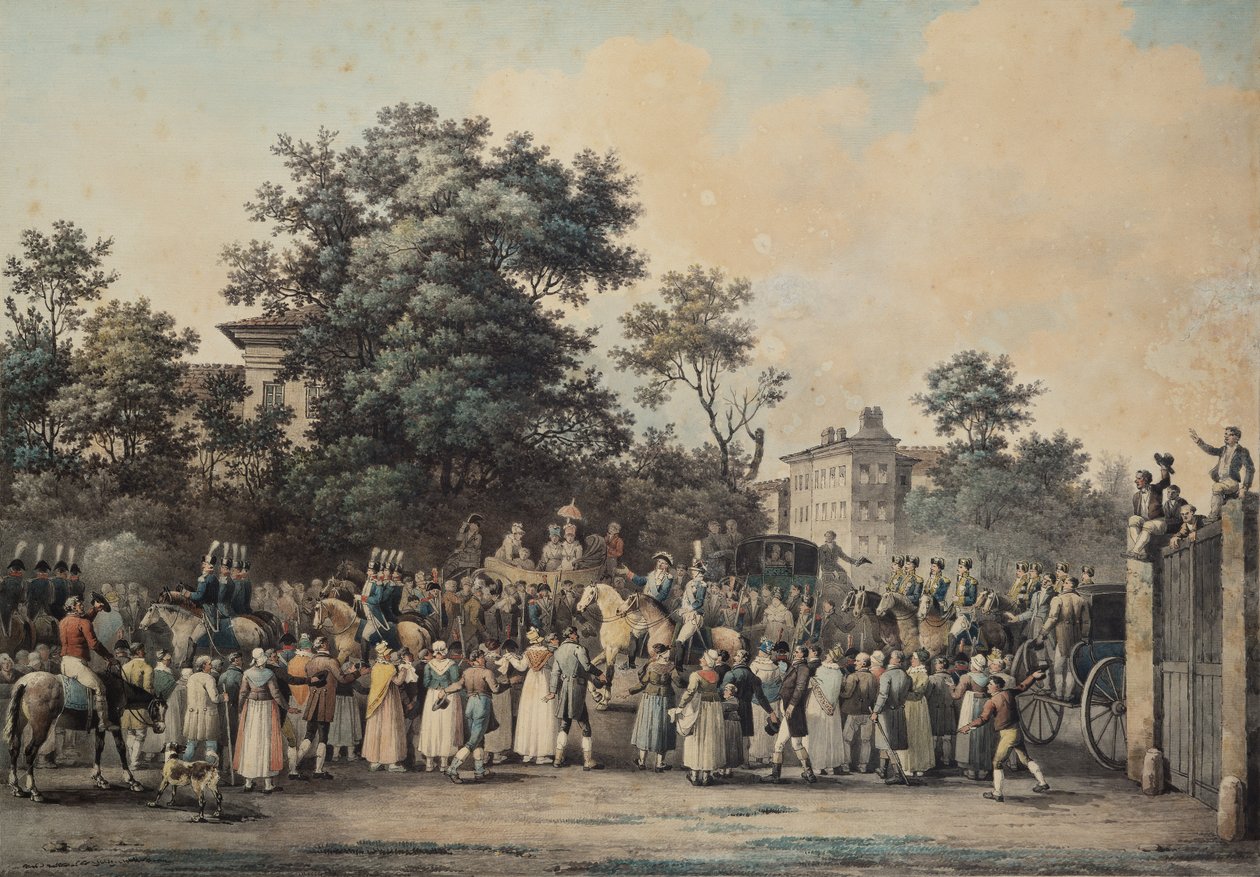 Louis-Antoine de France (1775-1844) Duc dAngouleme, w Barriere de Vaugirard, 1814 (pióro i atrament i toaleta na papierze) autorstwa Nicolas Joseph Vergnaux