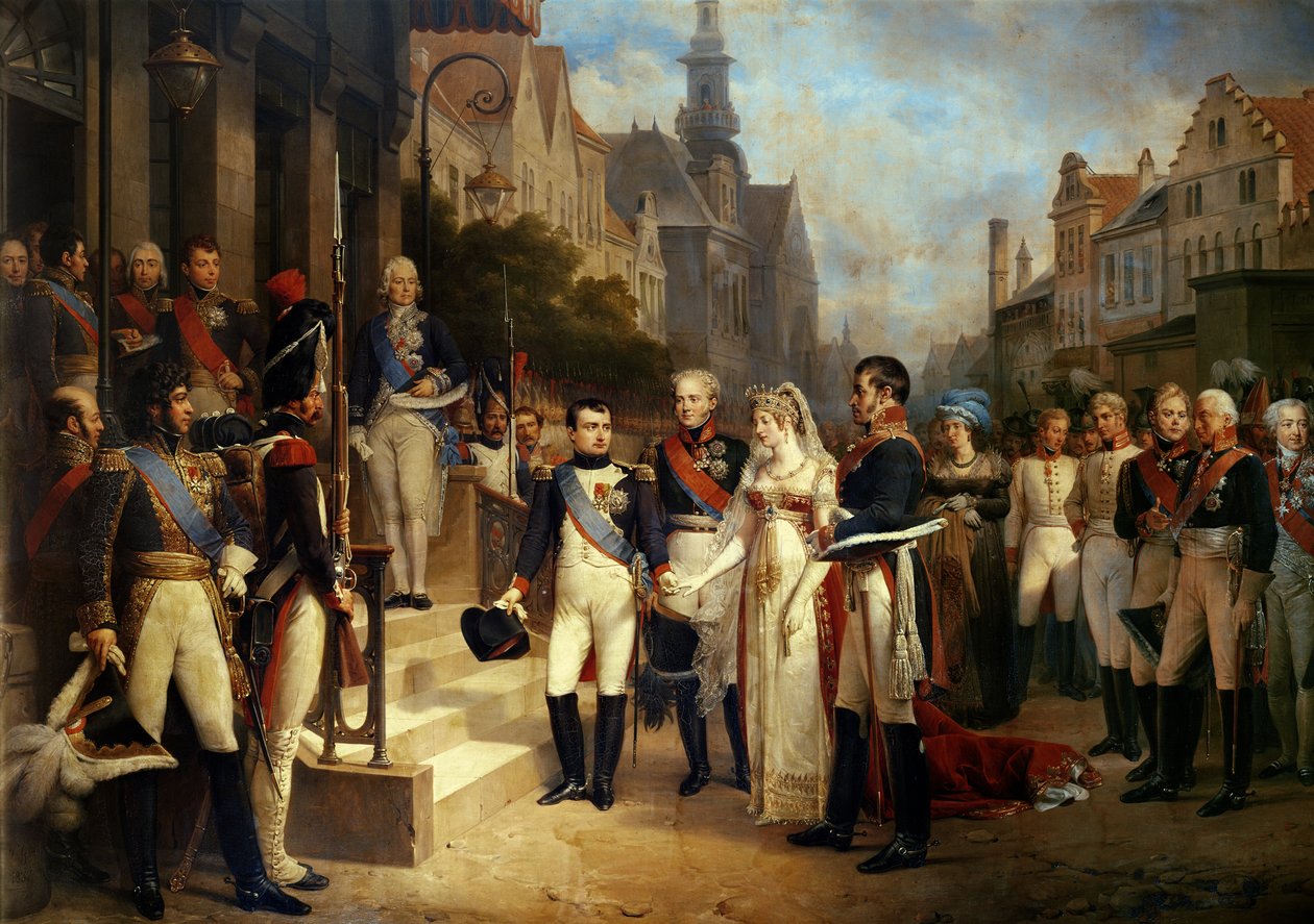 Napoleon Bonaparte (1769-1821) Przyjęcie królowej Luizy Pruskiej (1776-1810) w Tilsit, 6 lipca 1807, 1837 (szczegóły patrz 167359) autorstwa Nicolas Louis Francois Gosse