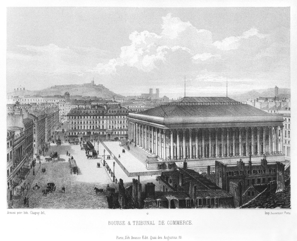 Giełda i Sąd Handlowy, Paryż, grawerowane przez Jean Baptiste Arnout (ur. 1788) ok. 1840 autorstwa Nicolas Marie Joseph Chapuy