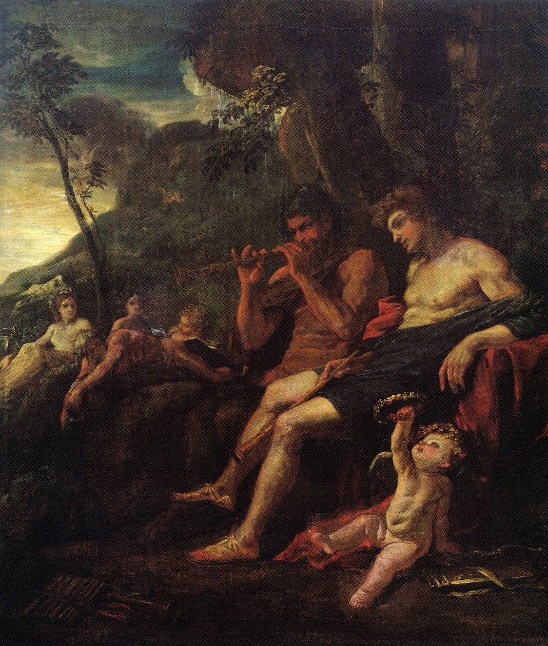 Olimp i Marsjasz autorstwa Nicolas Poussin