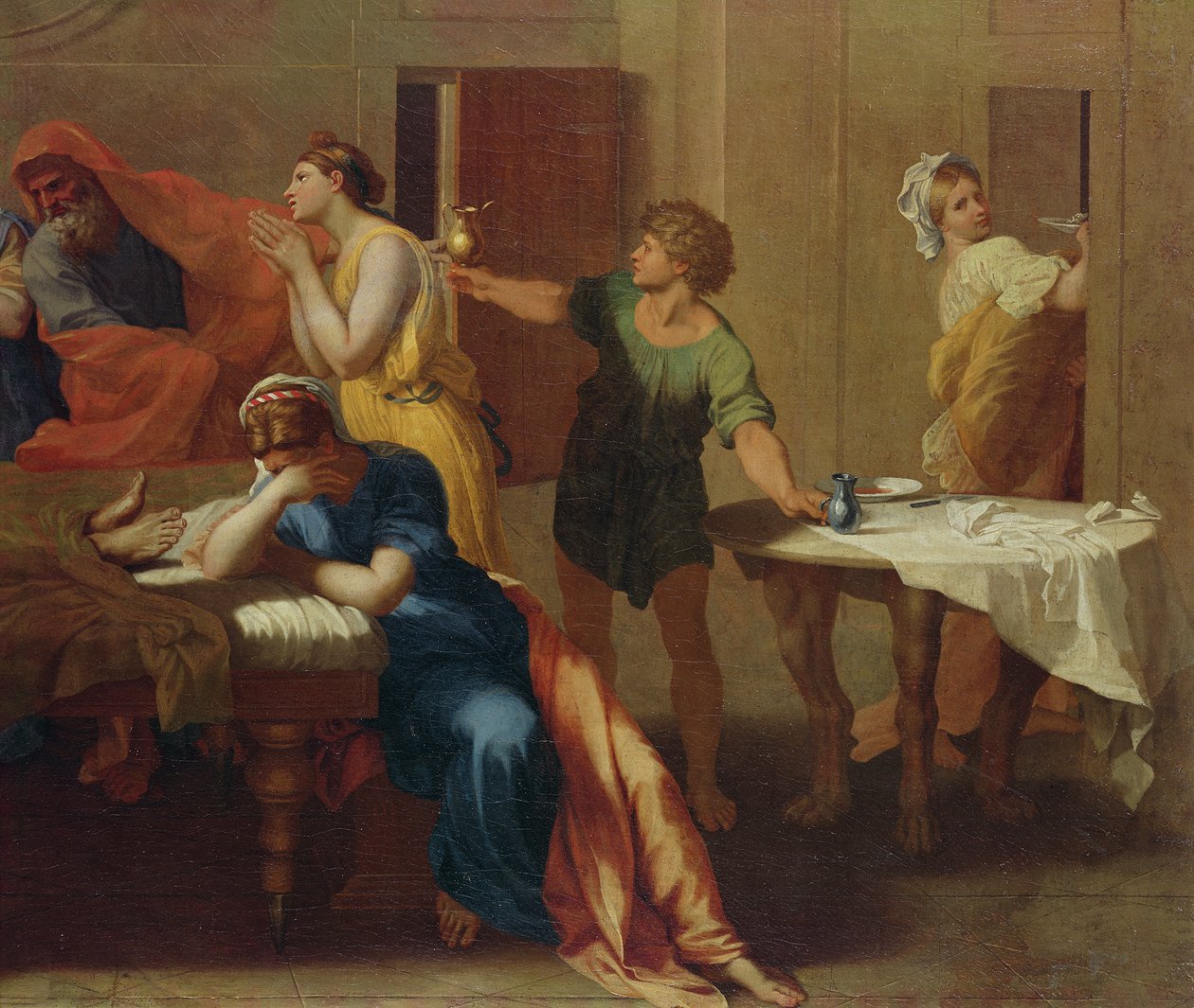Przekazywanie oliwy, szczegół z „Ekstremalnego Namaszczenia” (zob. 282068) autorstwa Nicolas Poussin