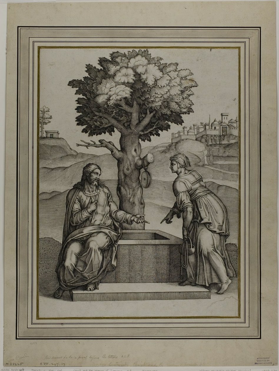 Chrystus i Niewiasta Samarii autorstwa Nicolas Beatrizet