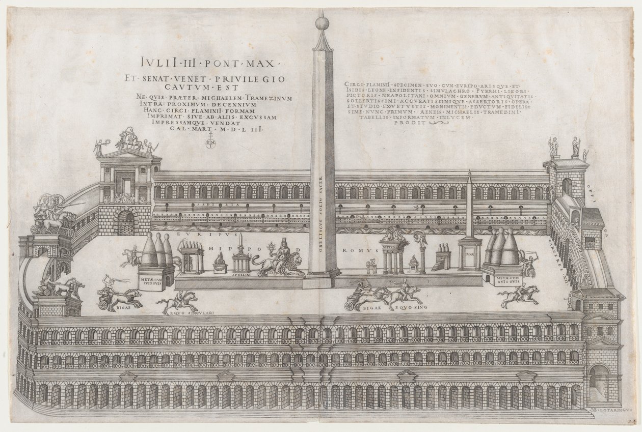 Lustro rzymskiej świetności: Circus Flaminius, 1553., 1553. autorstwa Nicolas Beatrizet