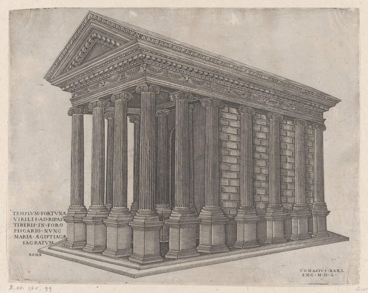 Świątynia Fortuny, Rzym, 1550., 1550. autorstwa Nicolas Beatrizet