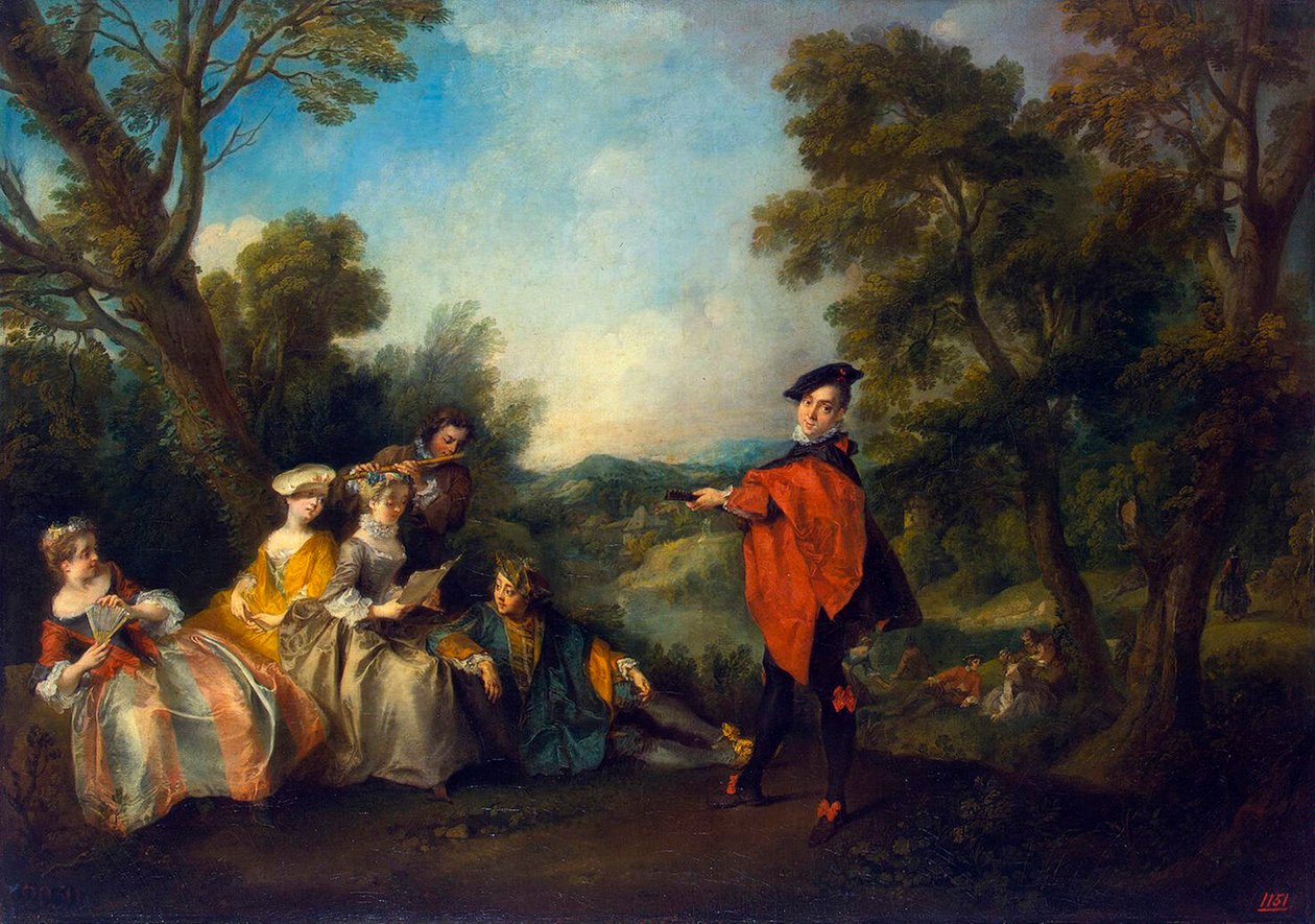 Koncert w parku”, 1720-1743. autorstwa Nicolas Lancret