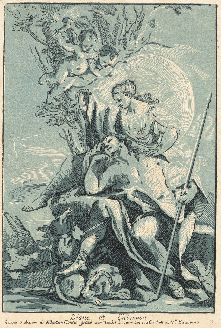 Diana i Endymion autorstwa Nicolas Le Sueur after Sebastiano Conca