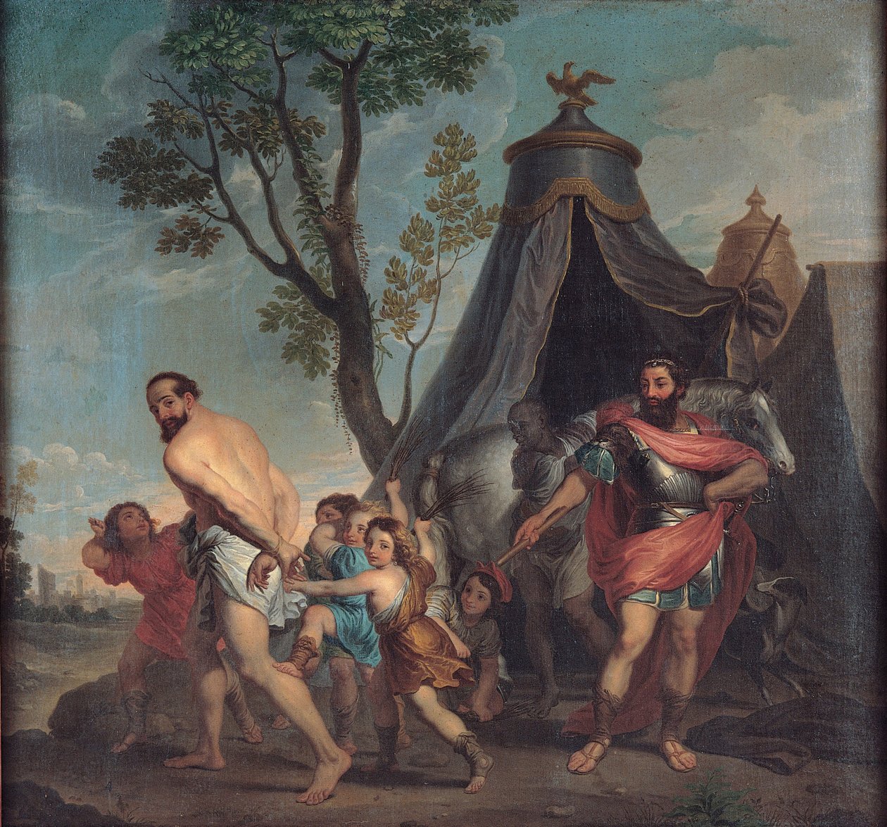 Camillus i nauczyciel w Falerii, 1635-1640 autorstwa Nicolas Poussin