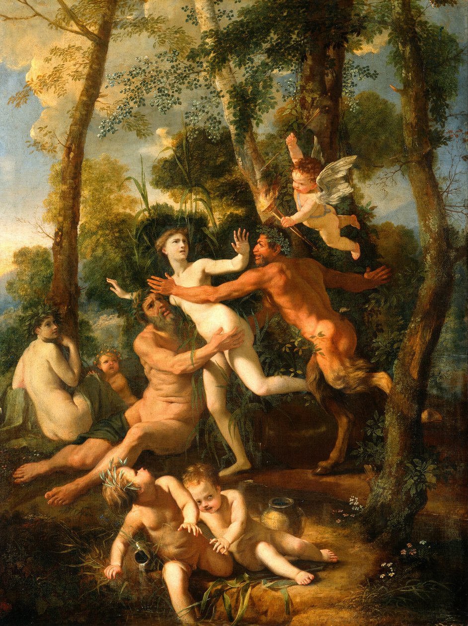 Pan i Syrinx, 1637 autorstwa Nicolas Poussin