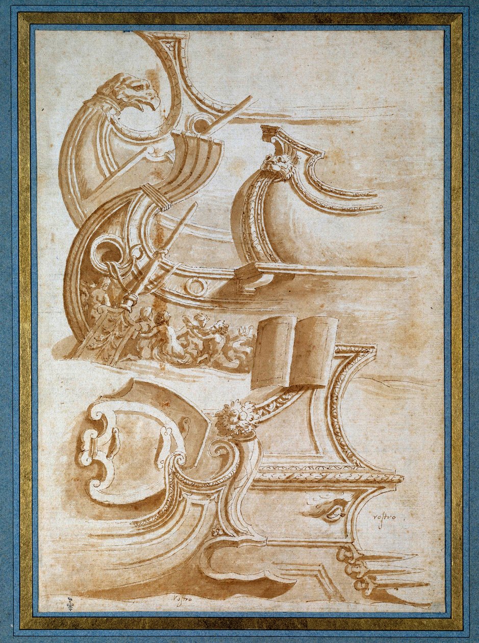 Dziób i tarcze statku (wg Giulio Romano autorstwa Nicolas Poussin