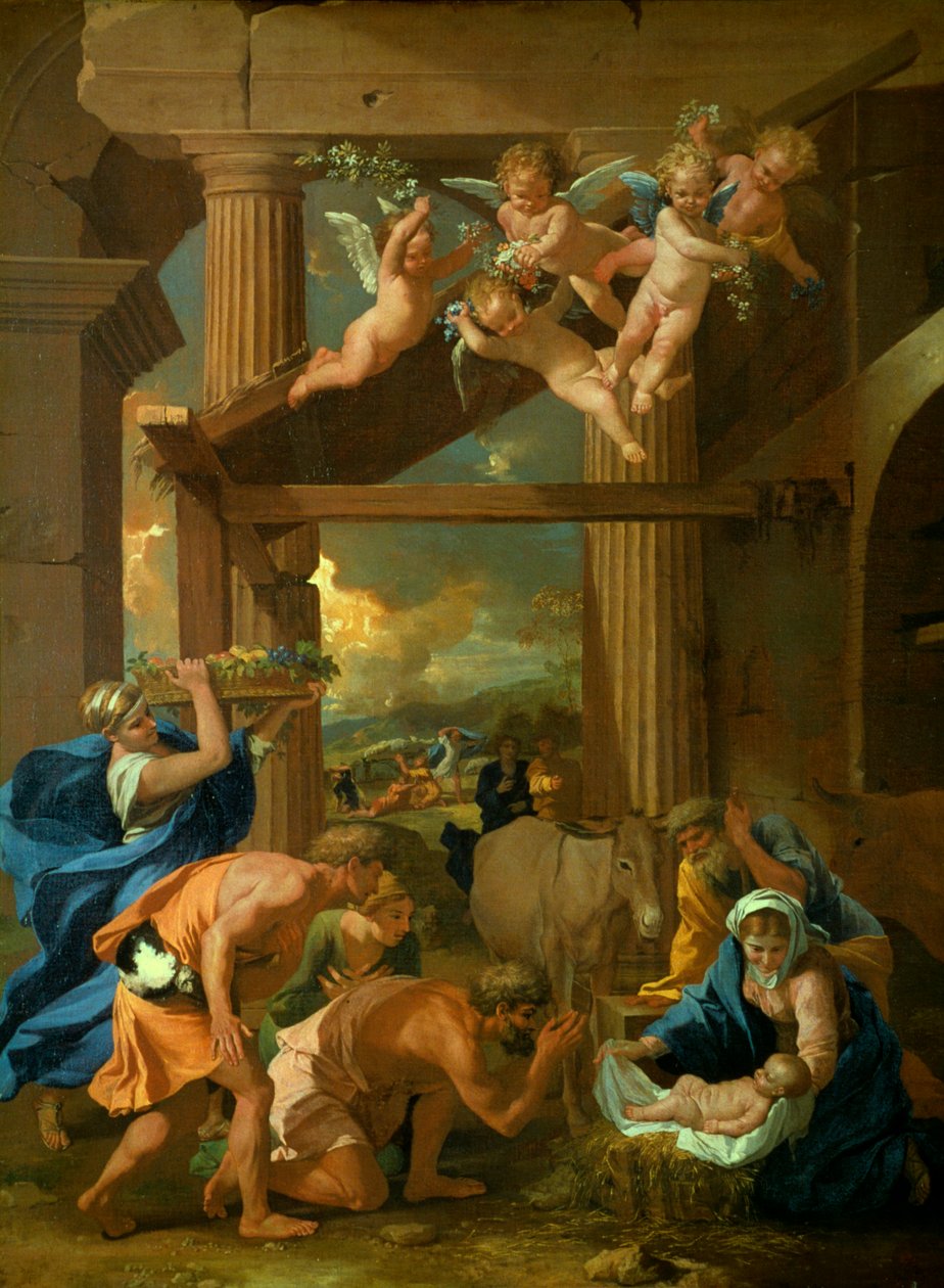 Adoracja pasterzy, ok. 1633 r. autorstwa Nicolas Poussin