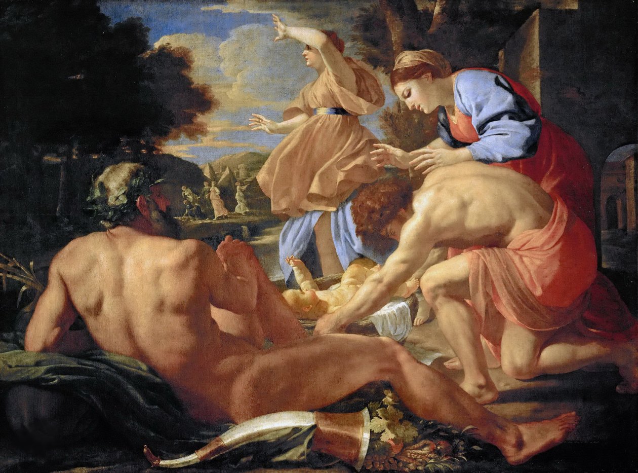 Znalezienie Mojżesza, 1624. autorstwa Nicolas Poussin