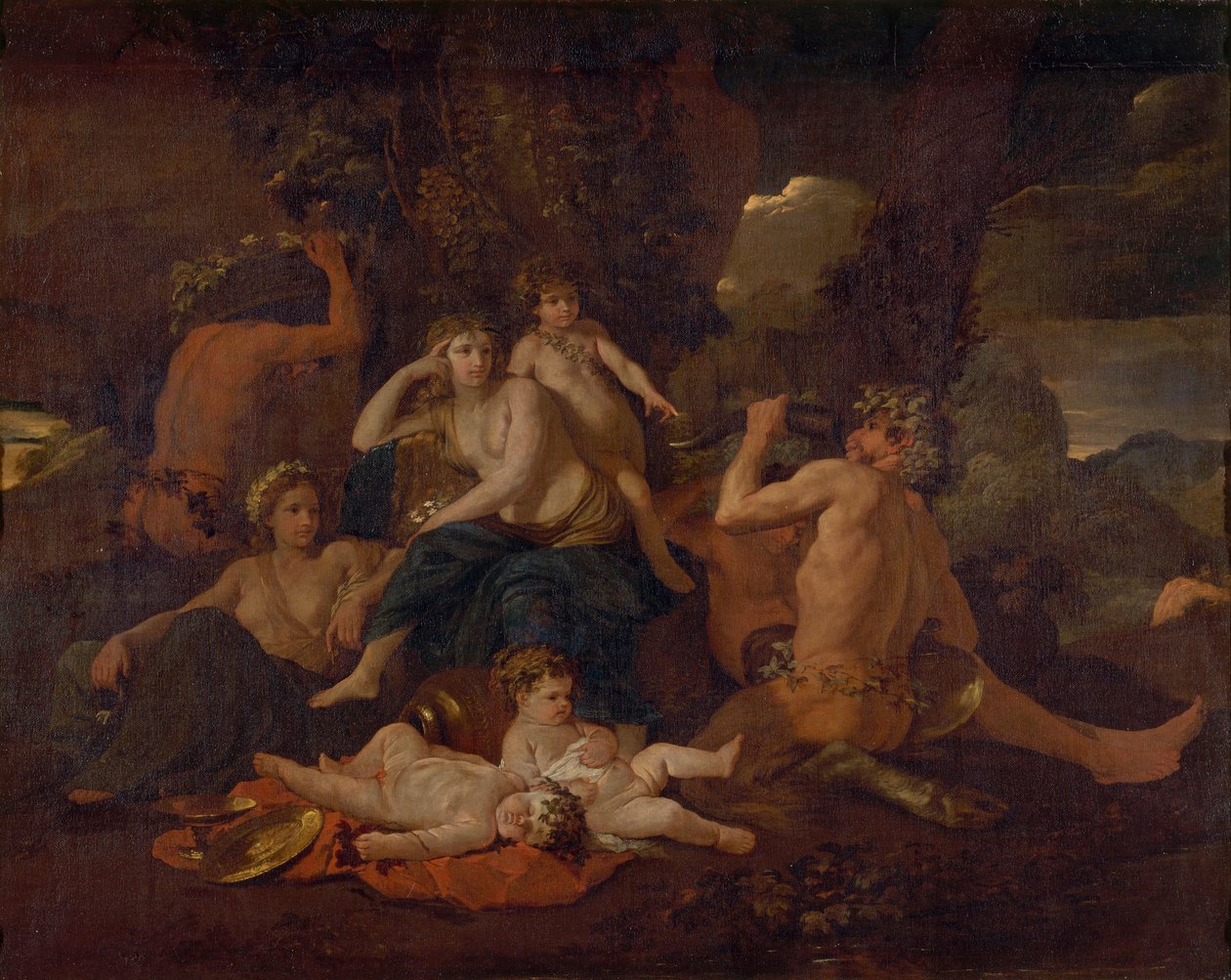 Dzieciństwo Bachusa, ok. 1630 autorstwa Nicolas Poussin