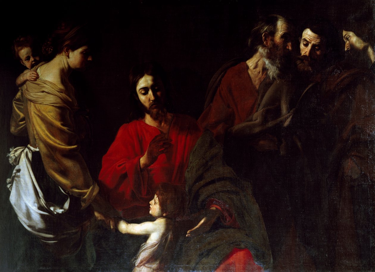 Chrystus wśród dzieci (olej na płótnie) autorstwa Nicolas Tournier