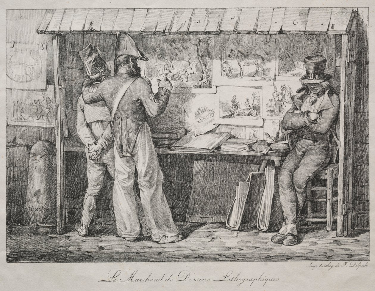 Sprzedawca litografii. autorstwa Nicolas Toussaint Charlet