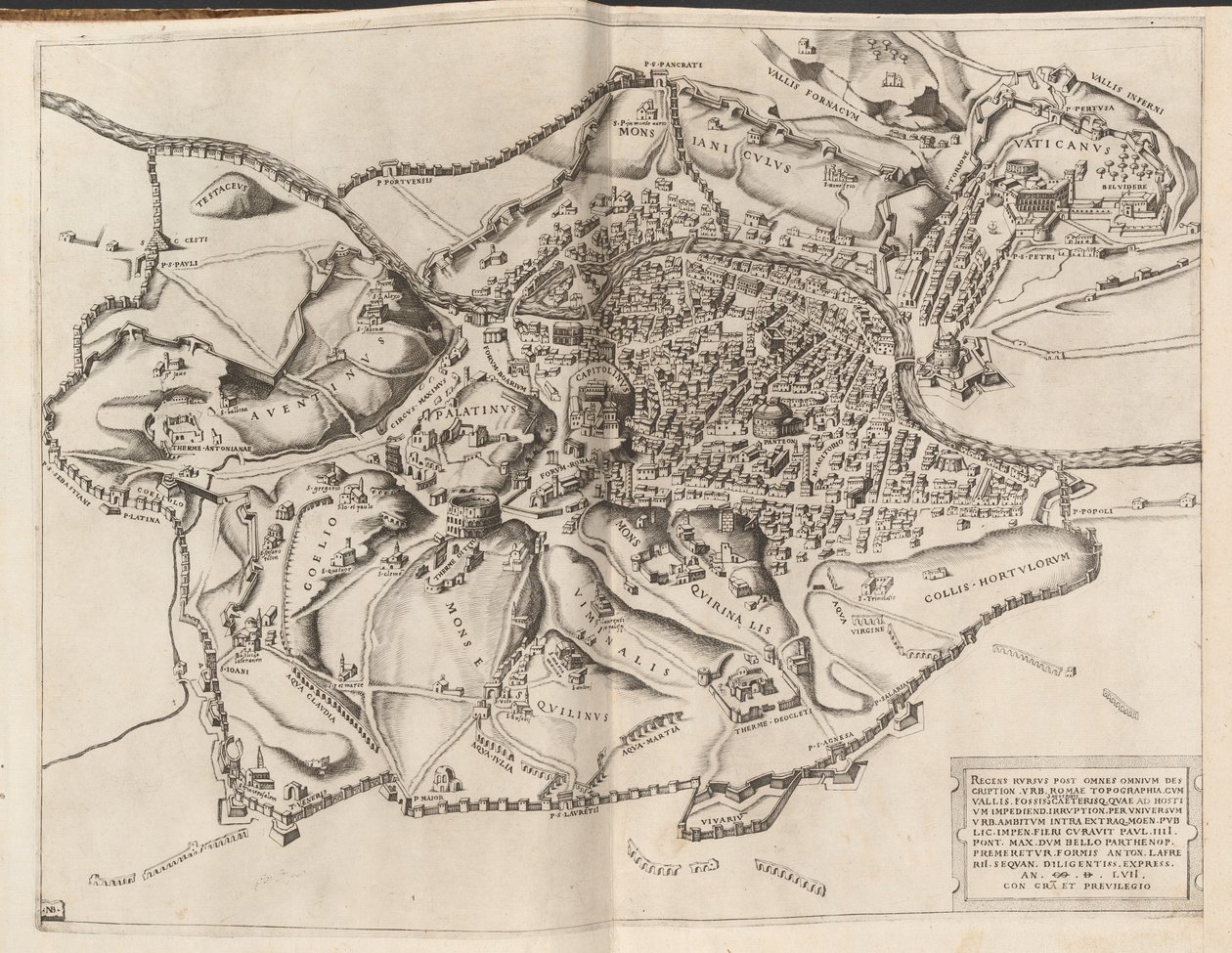Mapa topograficzna starożytnego Rzymu autorstwa Nicolaus Beatrizet