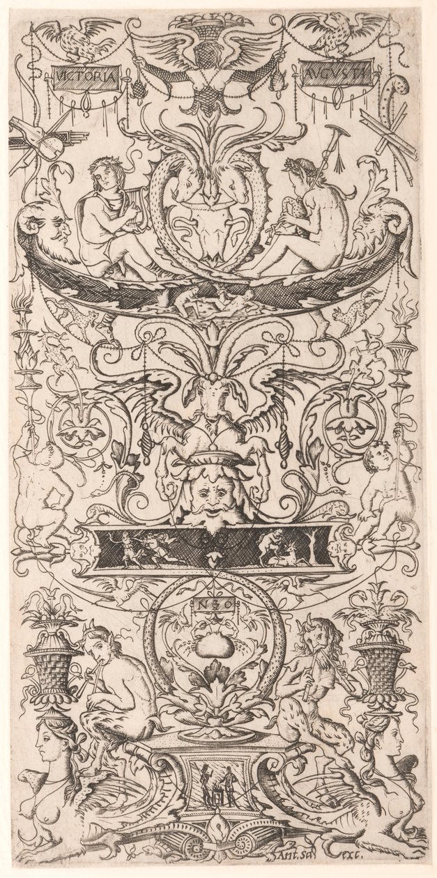 Ozdobny panel z napisem „Victoria Augusta” autorstwa Nicoletto da Modena