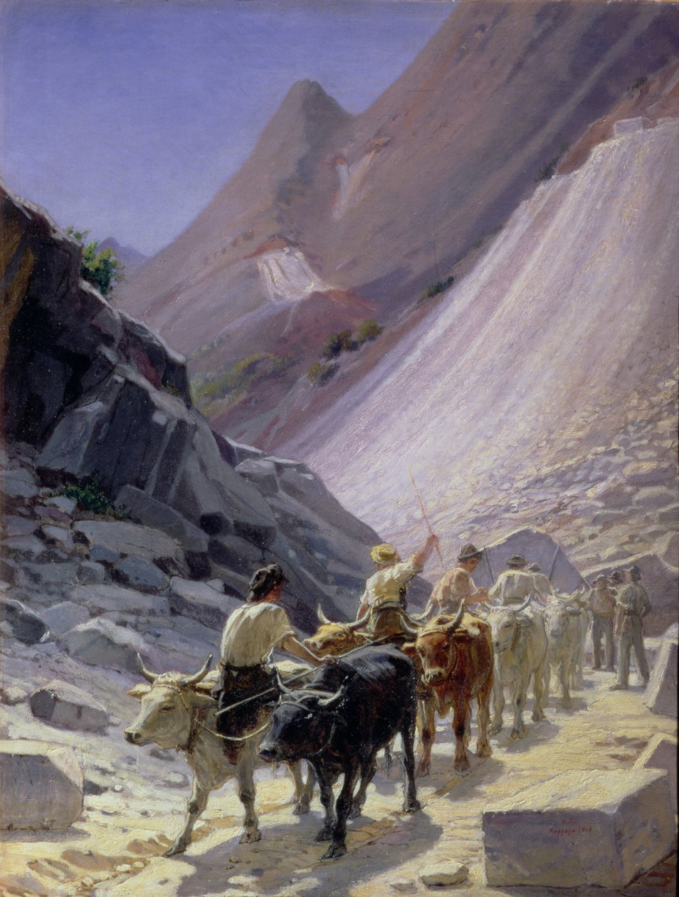 Transport marmuru w Carrarze, 1868 autorstwa Nikolai Nikolaevich Ge
