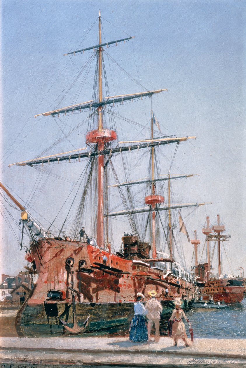 Budowa pancernika „Admirał Korniłow” w Bretanii, 1889 r. autorstwa Nikolai Nikolaevich Gritsenko