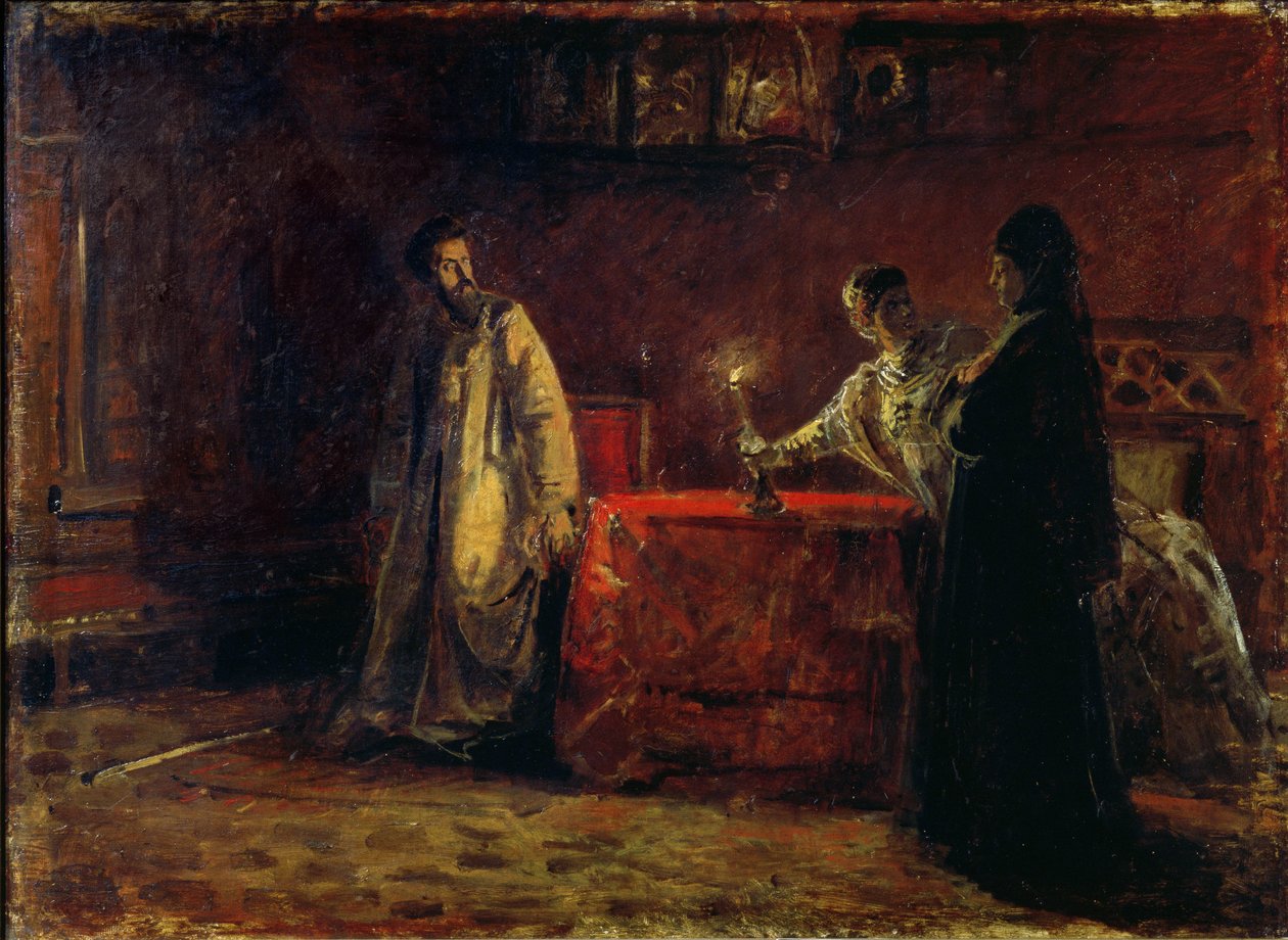 Car Borys Godunow (1551-1605) i caryca Marta, 1874 autorstwa Nikolai Nikolajevitch Gay