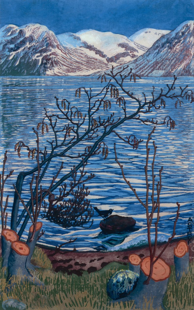 Ptak na kamieniu autorstwa Nikolai Astrup
